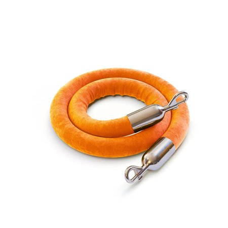 MONTOUR LINE Velvet Rope Orange With Pol. Steel Snap Ends 10ft.Cotton Core HDVL510Rope-100-OR-SE-PS